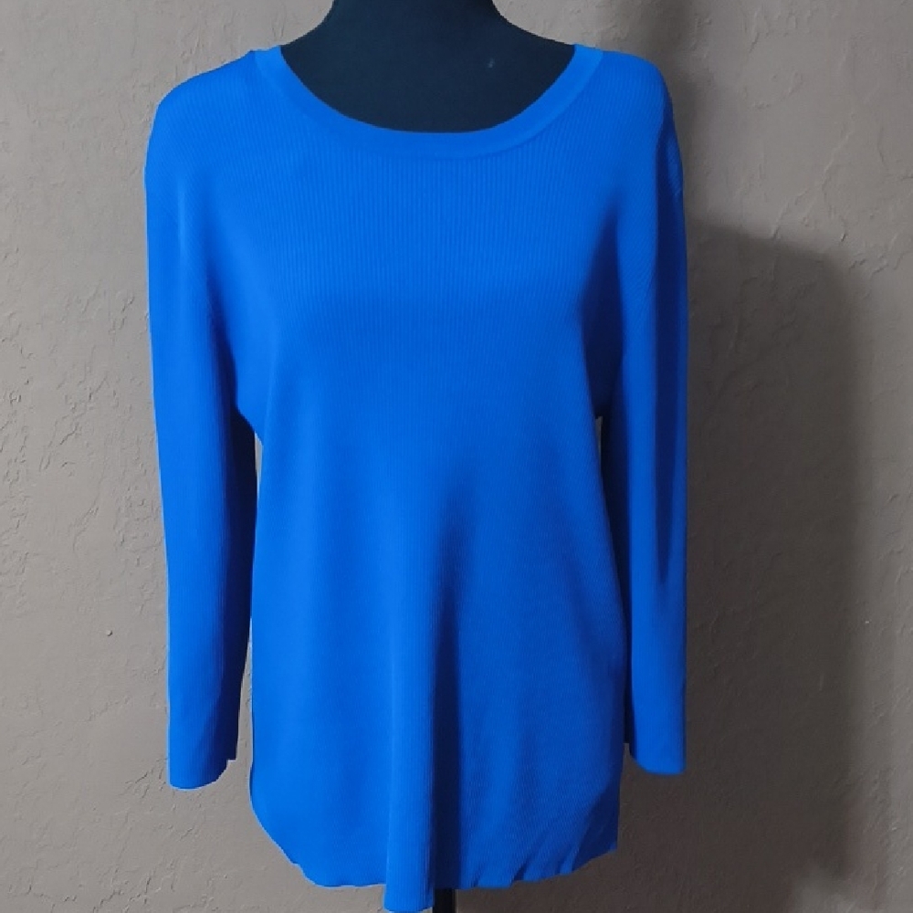 Investments Royal Blue Ribbed Long Sleeve Top Size XL